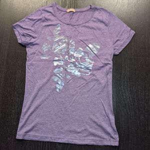 S Purple Heathered shirt with oil slick floral design